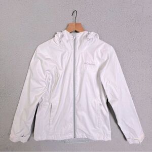 COLUMBIA WOMENS WINDBREAKER RAIN JACKET SIZE S/P LIGHT GRAY WHITE